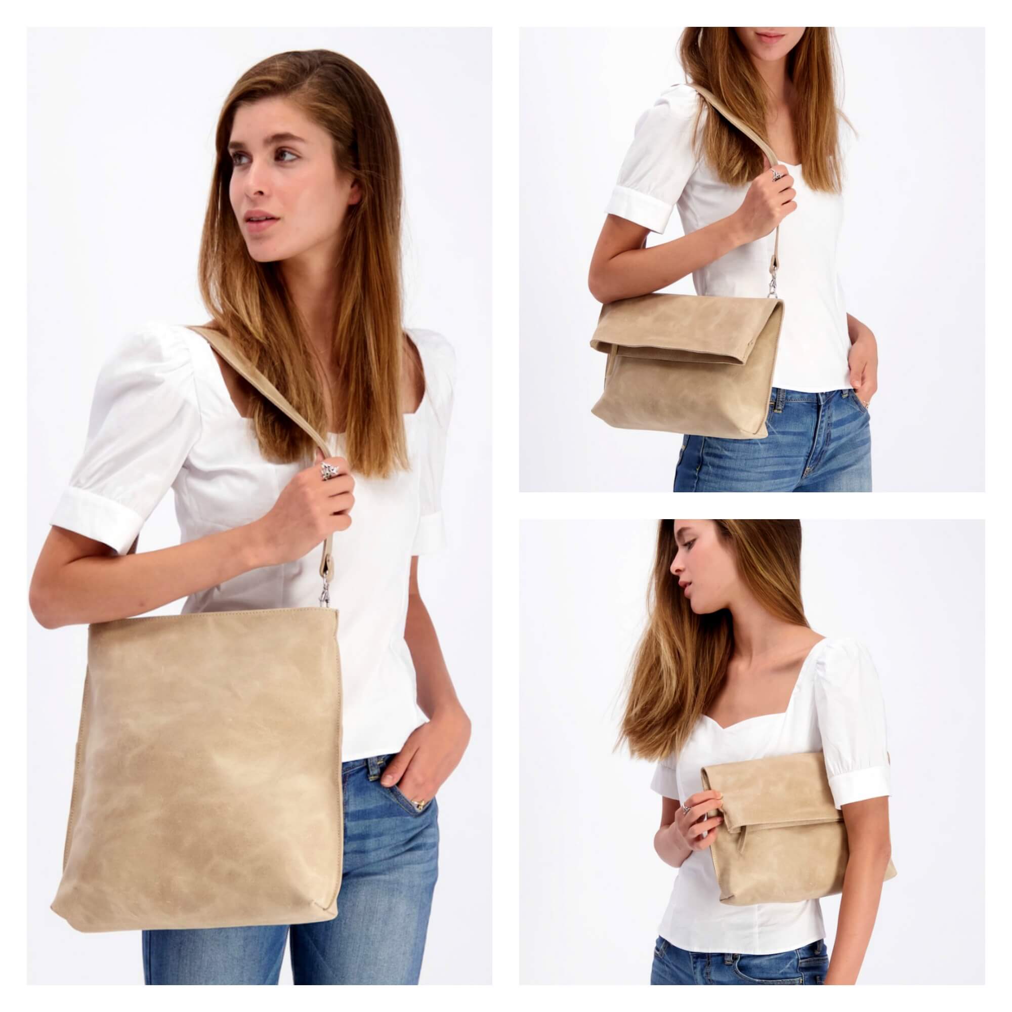 convertible bag, leather tote, tote bag, woman leather bag, crossbody purse, laptop bag, handbag, fold over bag, tote bag with zipper, laptop tote, leather crossbody tote bag, cross body, Stone Leather Bag, ||Beige||