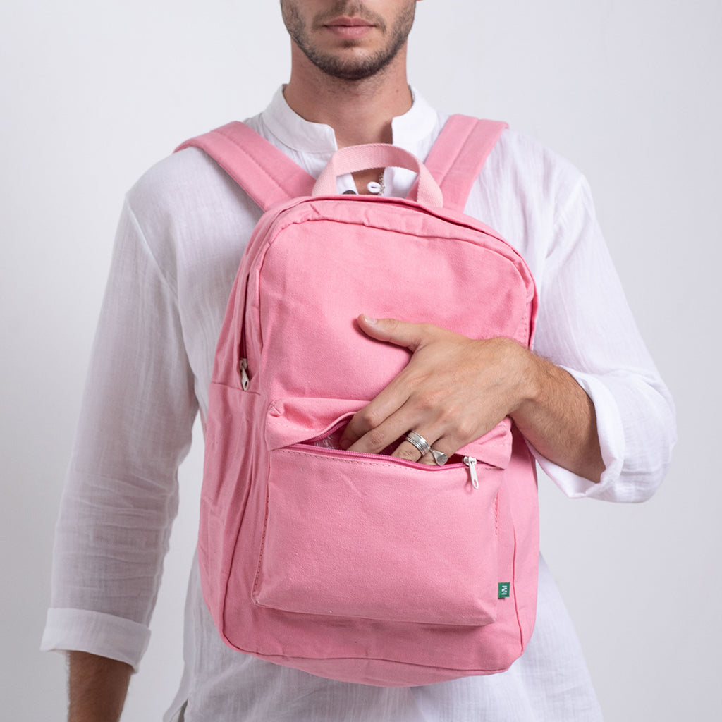pink canvas backpack, canvas laptop bag, canvas rucksack, handmade bag, laptop backpack, travel backpack, women backpack, mens backpack, pink backpack ||PinkCanvas||