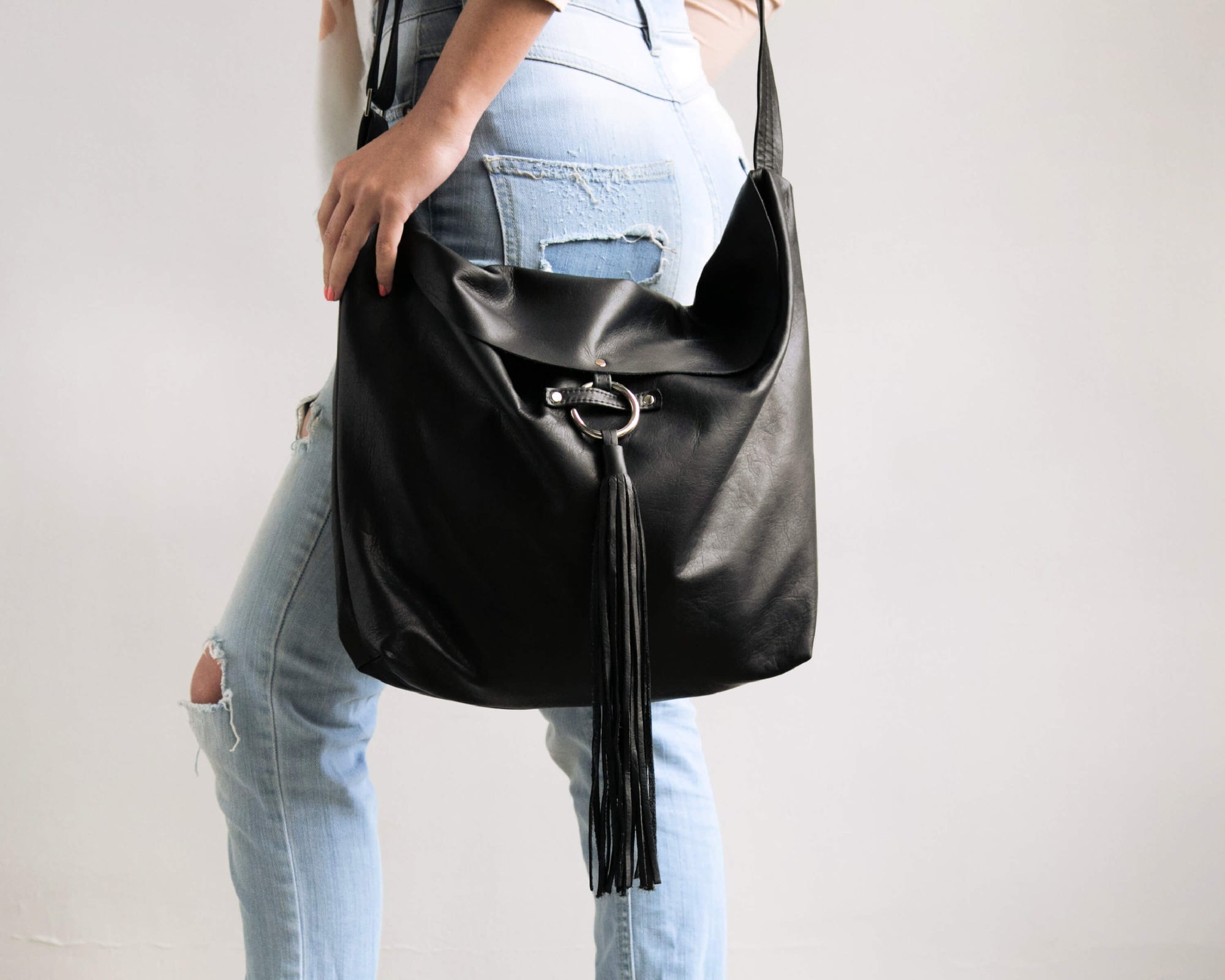 Leather Crossbody Hobo Bag