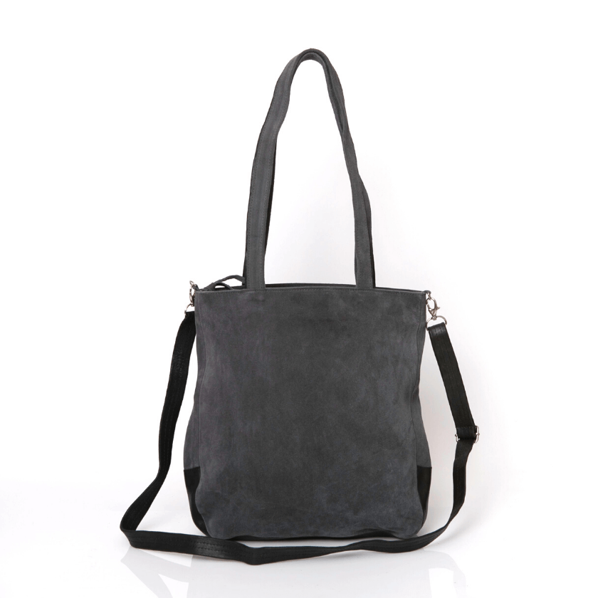 Black Suede Leather Tote Bag,Large Black Bag,Black Shoulder Suede Tote Bag