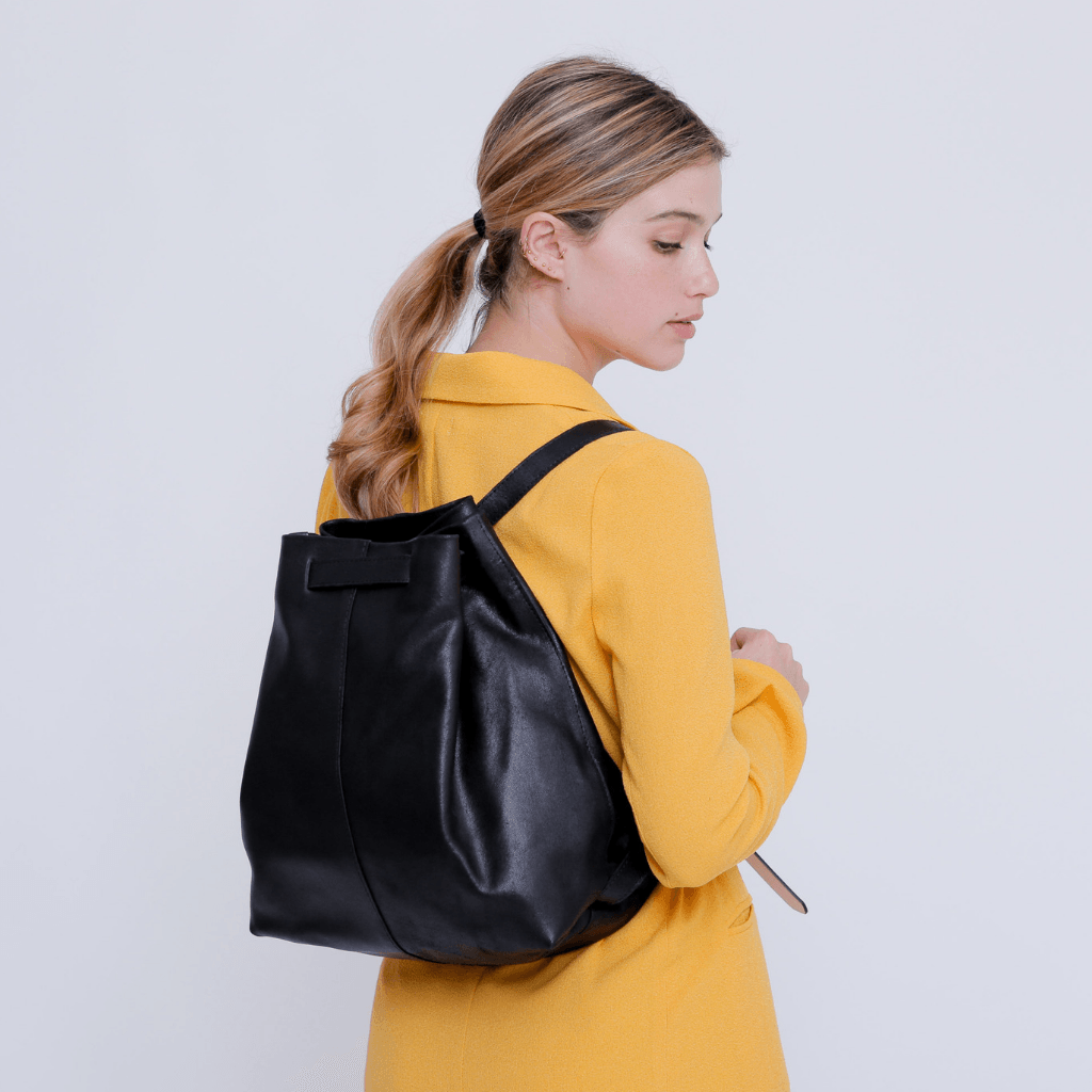 Womens Mini Black Leather Backpack Bag Womens Leather Rucksack