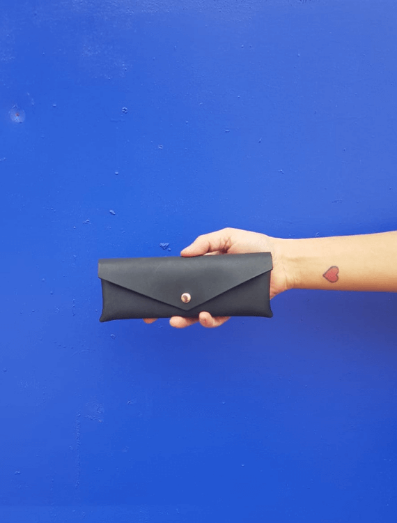 leather sunglasses case, leather pouch, leather envelope pouch, small gift, accessories, black leather case, pencils case, handmade leather, ||Black||