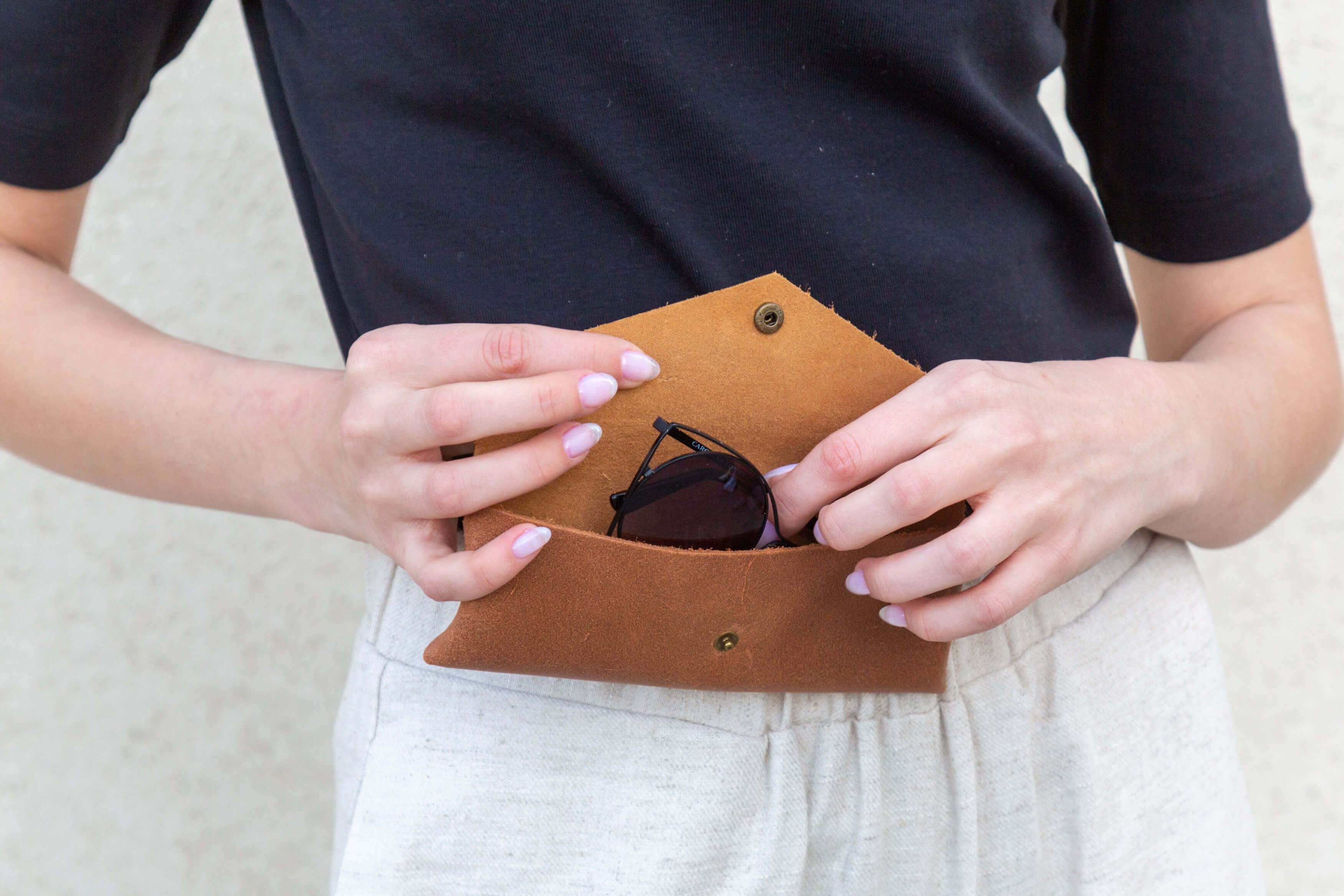 Personalized Leather Sunglasses Case