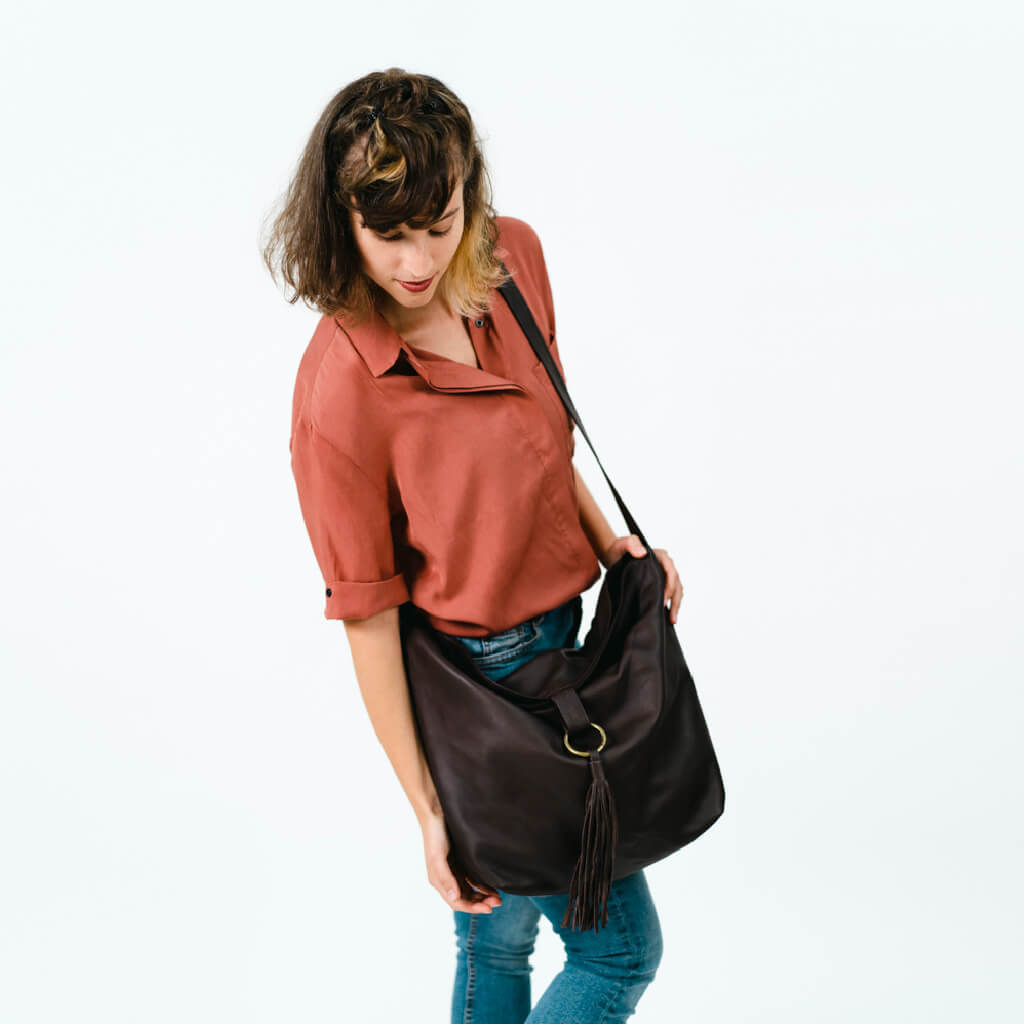 Hobo Crossbody Bag, Leather Purse | Mayko Bags Chocolate / Yes Lining for Me
