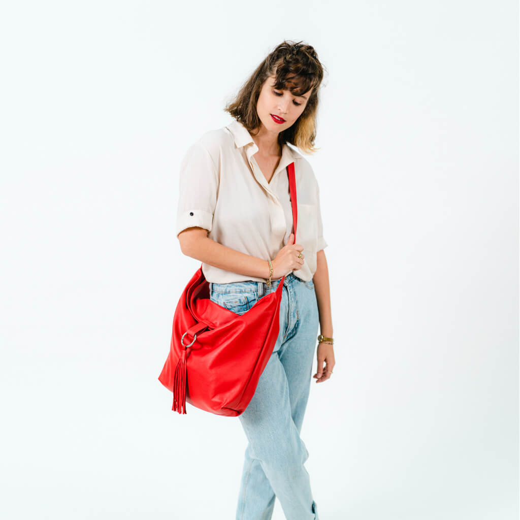 Red Leather Bag Women Leather Sling Leather Hobo Bag Large Leather Purse  Soft Leather Bag Crossbody Leather Bag Women Leather Shoulder Bag 