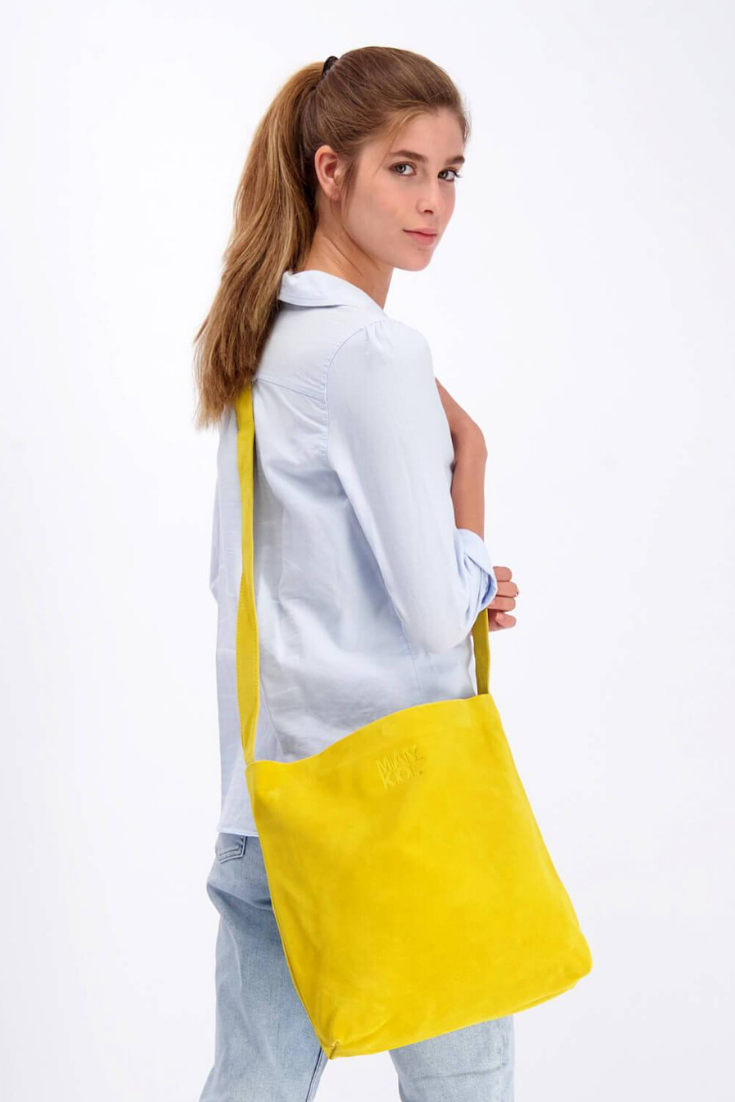 Yellow Bag, Leather Bag, Suede Leather Bag, Everyday Carry Leather Bag, Handmade Soft Leather Bag, Women Bag Tote, Long Tote Bag, ||YellowMustard||