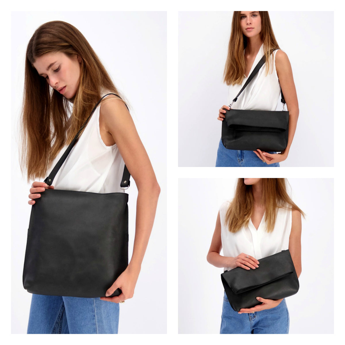 Fold over crossbody leather bag sale