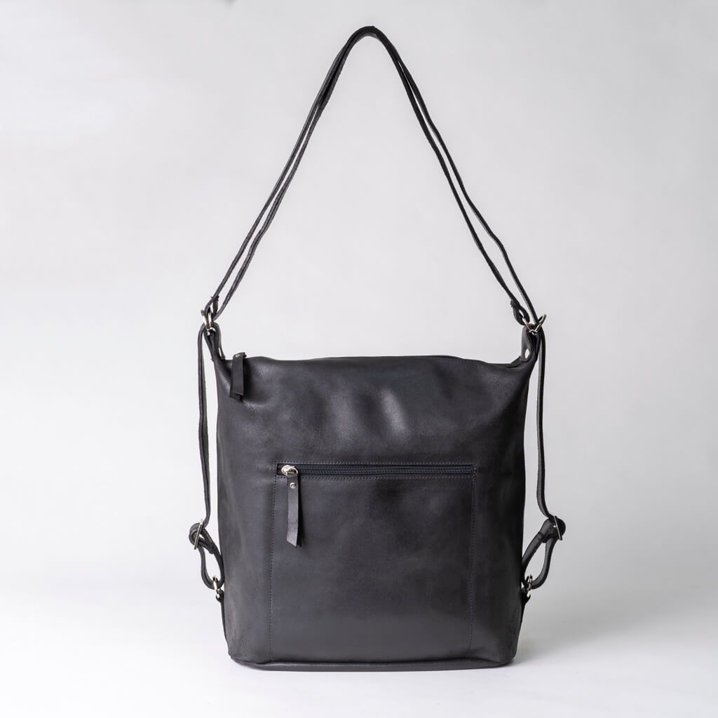 Convertible Backpack in black soft leather - Black Donos — Vermut Atelier