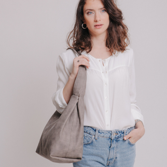 Women's Black And Gray over the shoulder tote bag