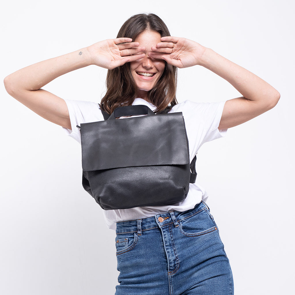 Black Leather Slip Pocket Bag - The Yorkshire Handbag Company