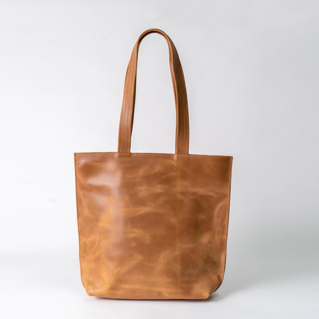 Leather Tote Bag With Zipper, Genuine Leather Tote Bag