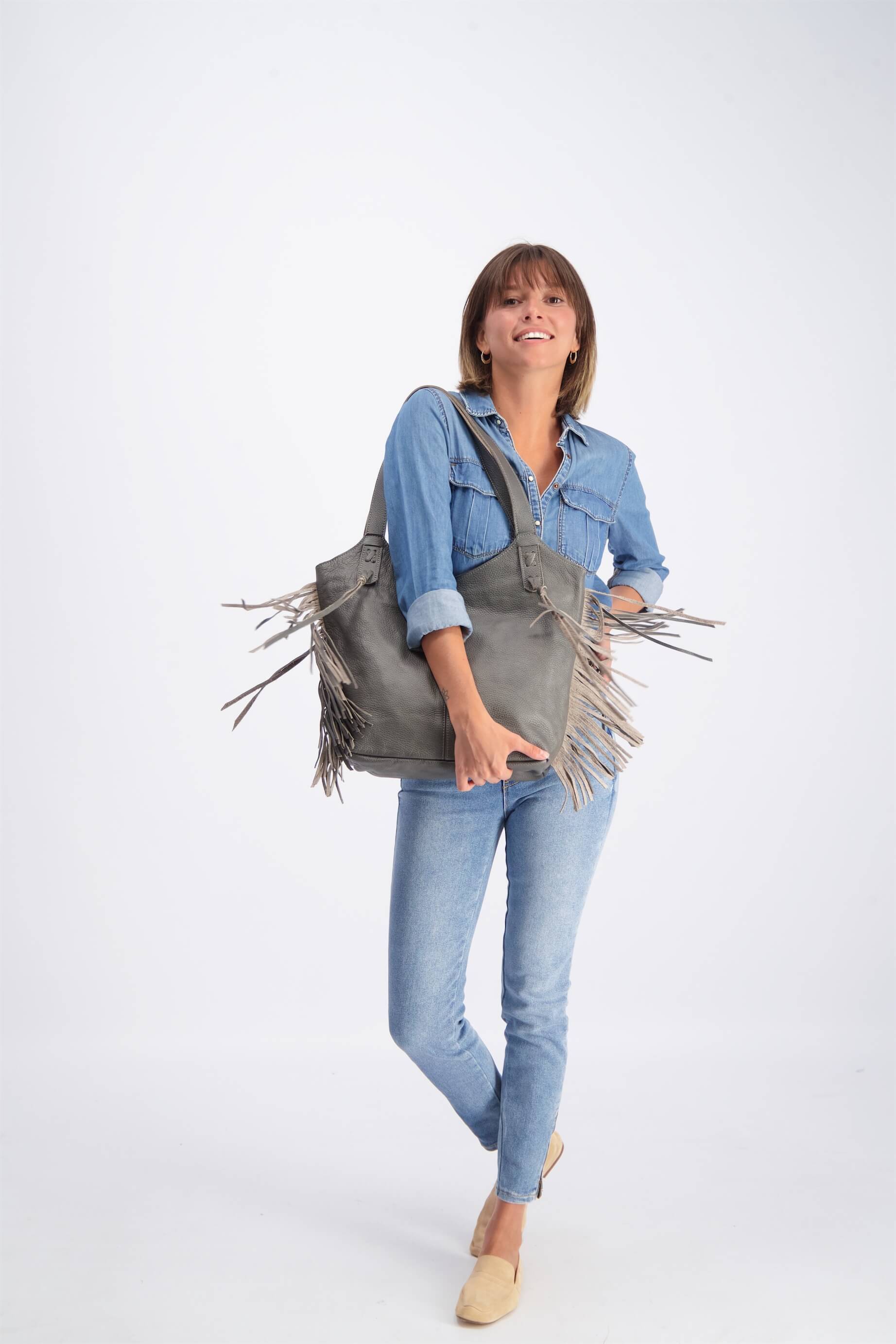 Denim and Leather Hobo Style Bag – Journeys West