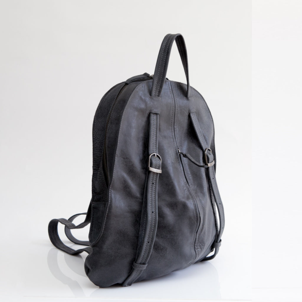 Best Vintage Rivet Black Gray Leather Rucksack Bag Womens Small School –  Feltify