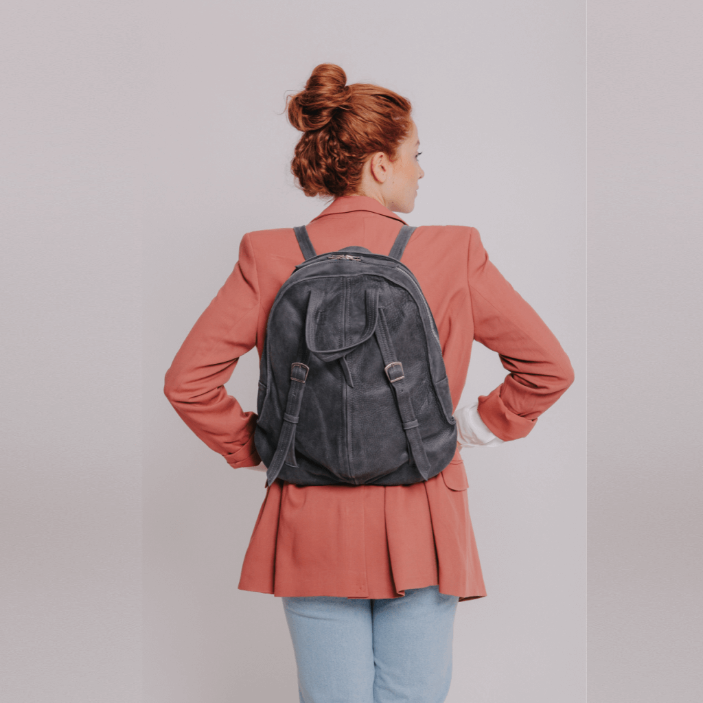 Gray Canvas Backpack Women Convertible Bag Work Tote Bag 