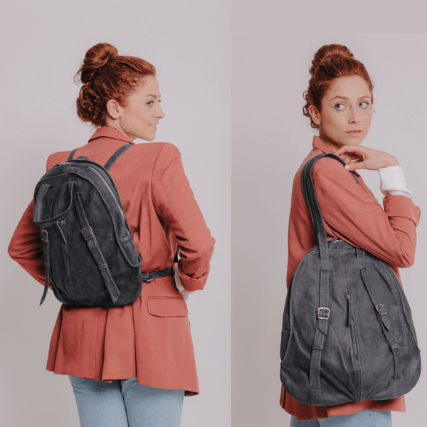 Handmade Vera Pelle Super Soft Italian Leather Convertible Rucksack Backpack  Shoulder Bag