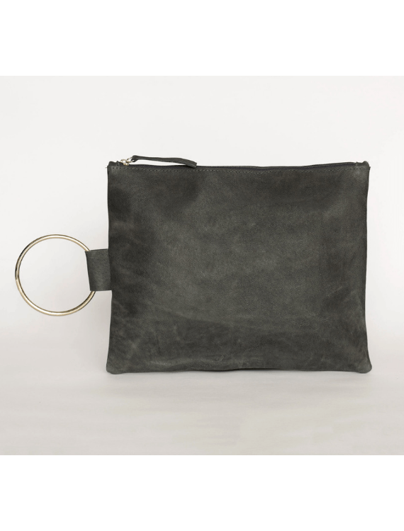 Gray suede clutch bag best sale