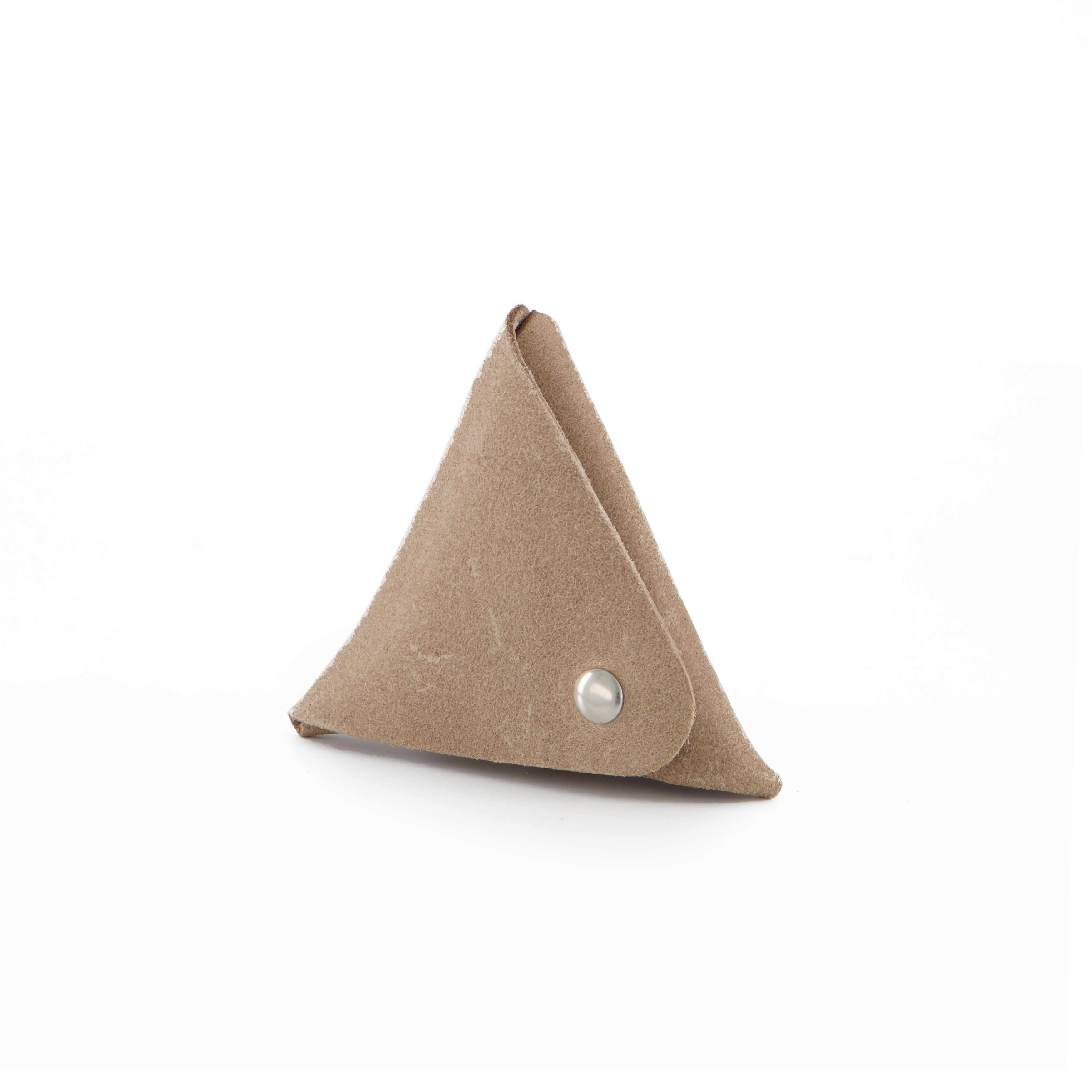 Handmade Triangle Leather Coin Pouch, Small Coin Purse