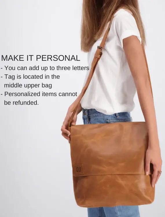 LARGE LEATHER MESSENGER BAG - 