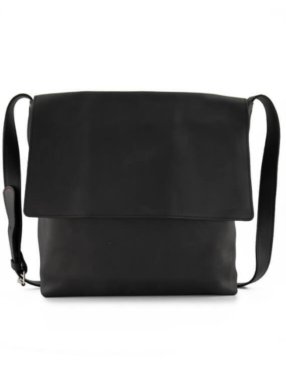 Black Color Italian Leather Crossbody Bag