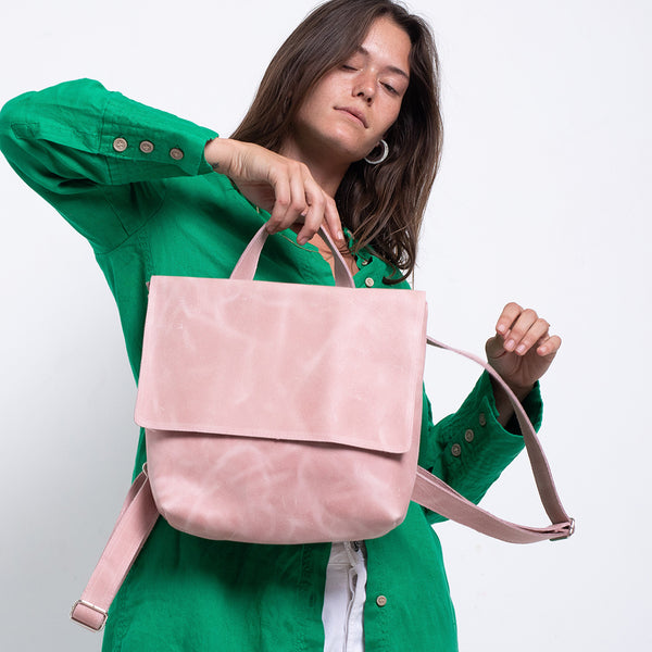 Small Leather Backpack Pink Leather Bag Everyday Backpack Mayko Bags