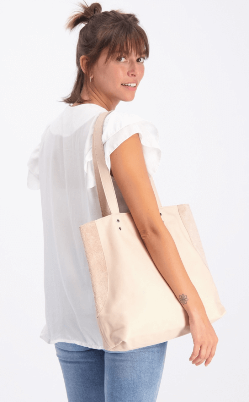 Nude Leather Tote , Women Leather Bag, Soft Leather Bag, Nude Leather Bag, Tote Bag, Women Bag, Handmade Leather Bag, Handbag, Travel Purse ||Nude||