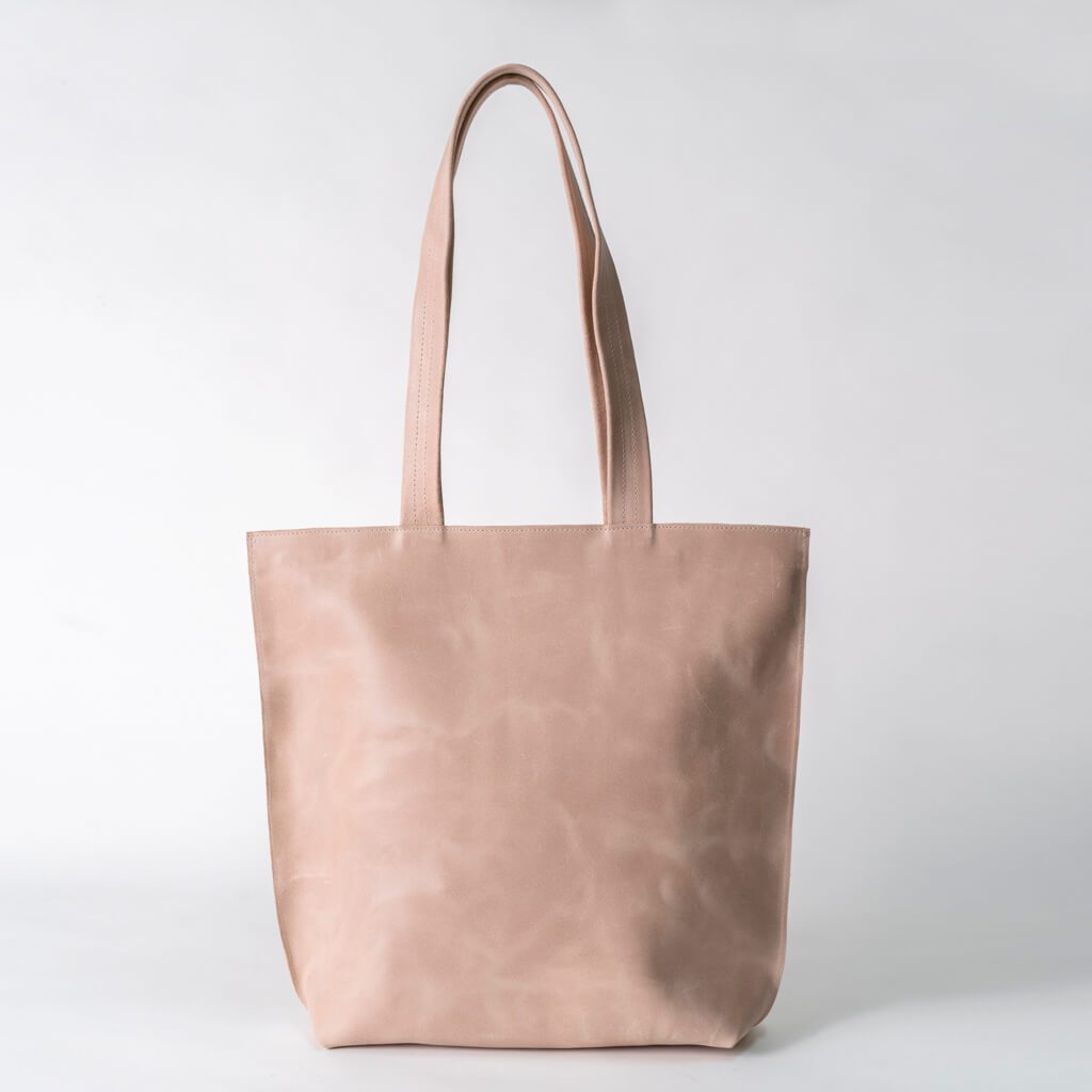 Handmade Leather Tote Bag with Zipper, Tote Handbag | Mayko Bags Pink